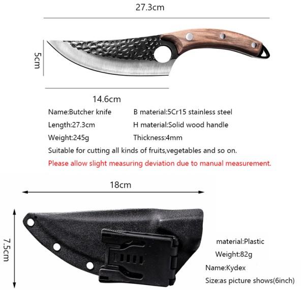 Cuchillo de deshuesado de acero inoxidable hecho a mano para Chef, cuchillo de pesca, cuchilla de carne para acampar al aire libre, cortador de cocina, cuchillo de carnicero - Imagen 2